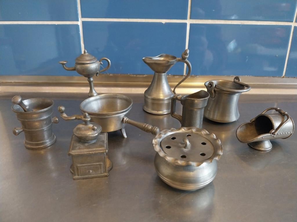 Set miniaturen voor letterbak (Tin), Ophalen of Verzenden