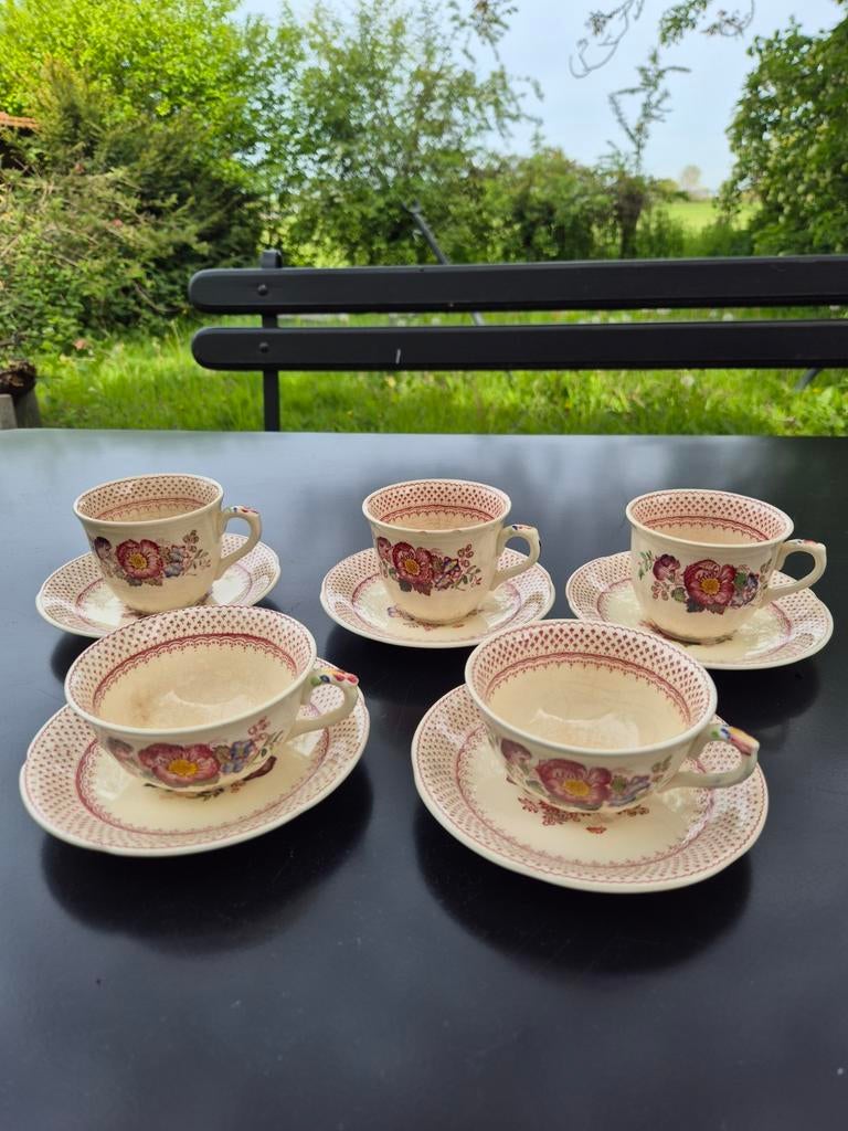 Mason's Paynsley Pink, 3 koffie en 2 thee kop en schotel, Antiek en Kunst, Antiek | Servies los, Ophalen of Verzenden