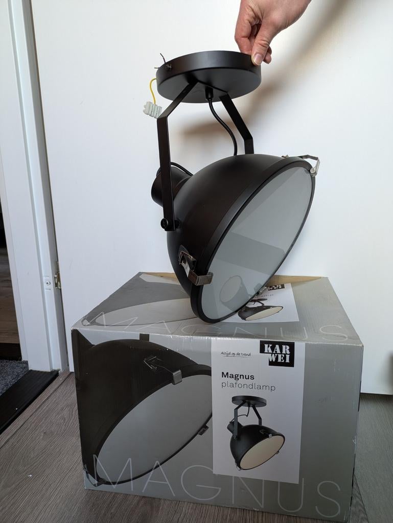 Plafondlamp / plafonnière industrieel zwart, Ophalen, Zo goed als nieuw