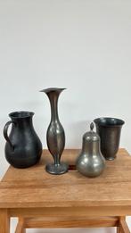 Tinnen kandelaar, beker, kannetje, potje met deksel, Antiek en Kunst, Antiek | Tin, Ophalen