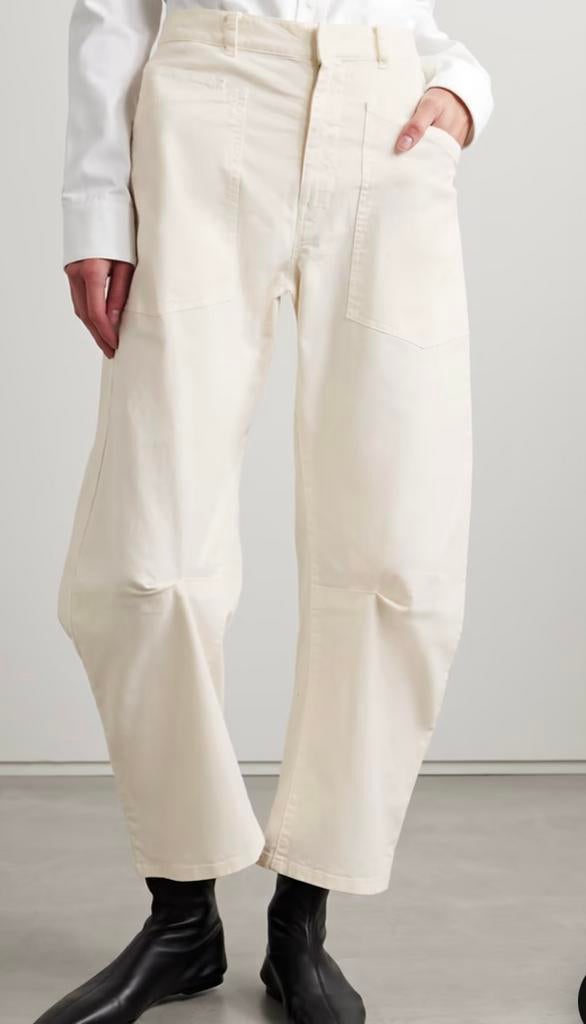 Pauw Nili Lotan Shon broek ecru maat 6 (38/40), Kleding | Dames, Broeken en Pantalons, Overige kleuren, Zo goed als nieuw, Lang