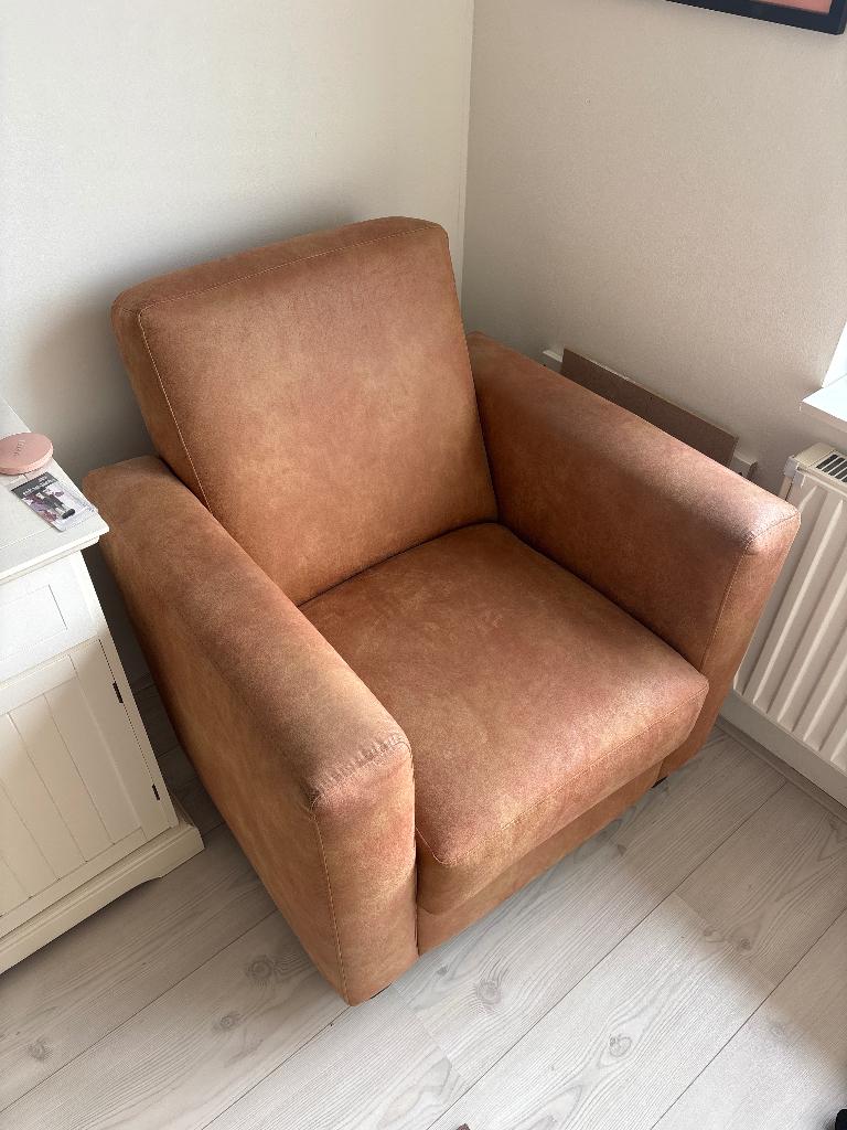 Lederen stoel Pronto wonen bruin woonkamer, Ophalen, Bruin, Leer, Zo goed als nieuw