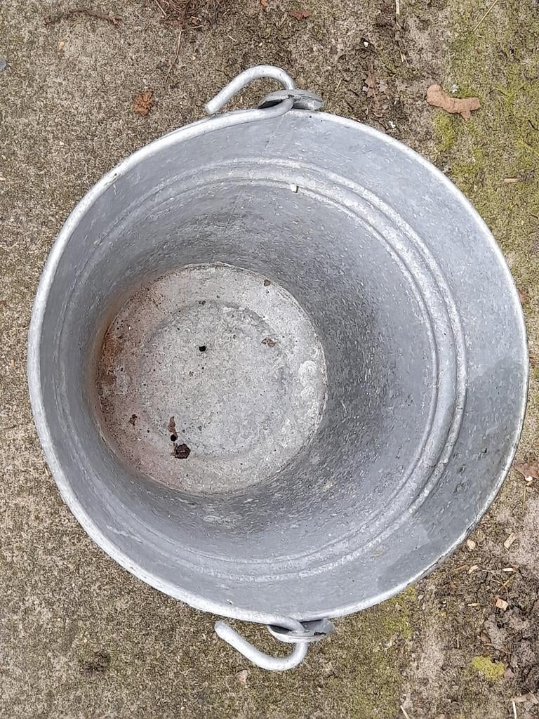 Kleine zinken vintage emmer, zgan ouderwetse zinken emmer, Huis en Inrichting, Emmers, Ophalen, Zo goed als nieuw, Zink, Met handgreep