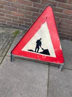Retro verkeersbord werk in uitvoering, Ophalen of Verzenden, Reclamebord