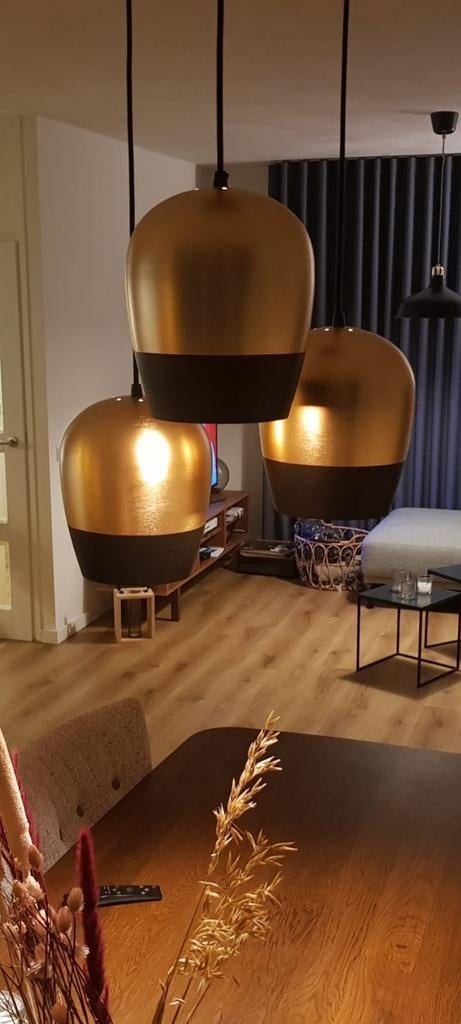 Metalen hanglamp met drie kappen, Ophalen, Minder dan 50 cm