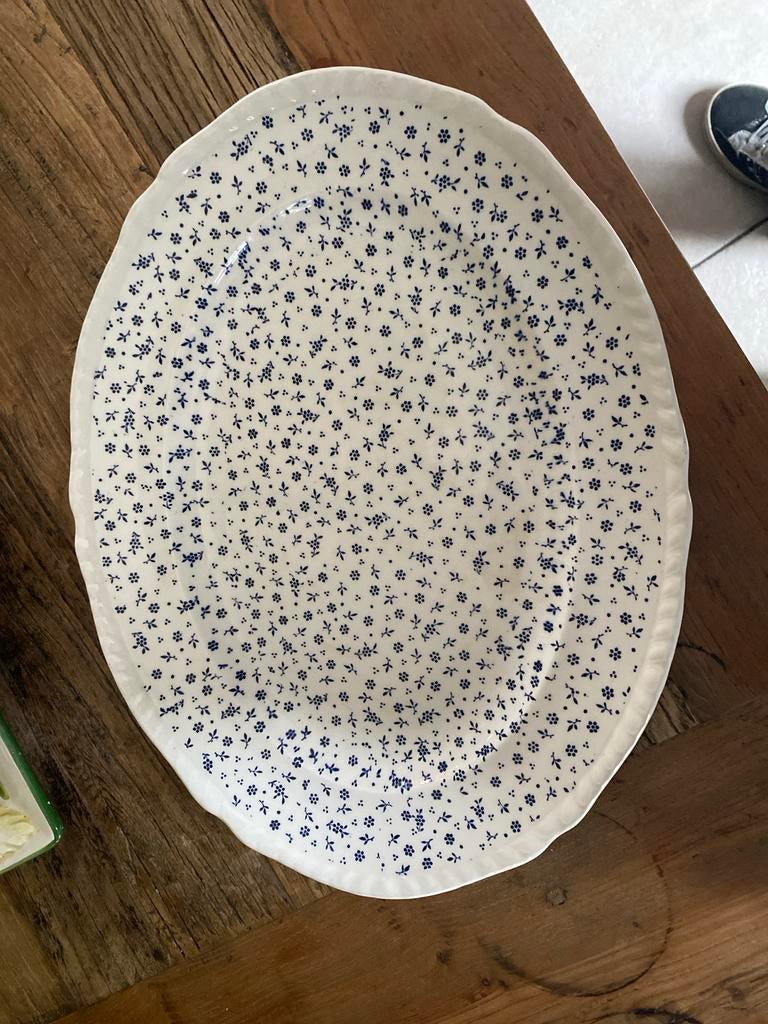 Adams Sprig Ovale Schaal - Blauw/Wit Bloemenpatroon, Huis en Inrichting, Keuken | Servies, Keramiek, Ophalen of Verzenden, Overige stijlen