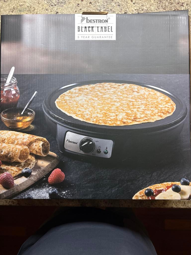 Ongebeuikr Bestron Crêpe Maker - Zwart pannenkoekmaker, Ophalen of Verzenden, Nieuw