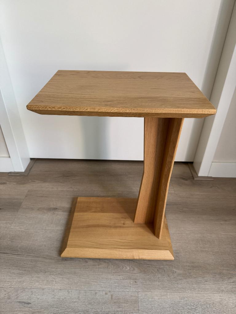 Licht eiken houten bijzet tafel, Ophalen, Minder dan 50 cm, 50 tot 75 cm, Eikenhout