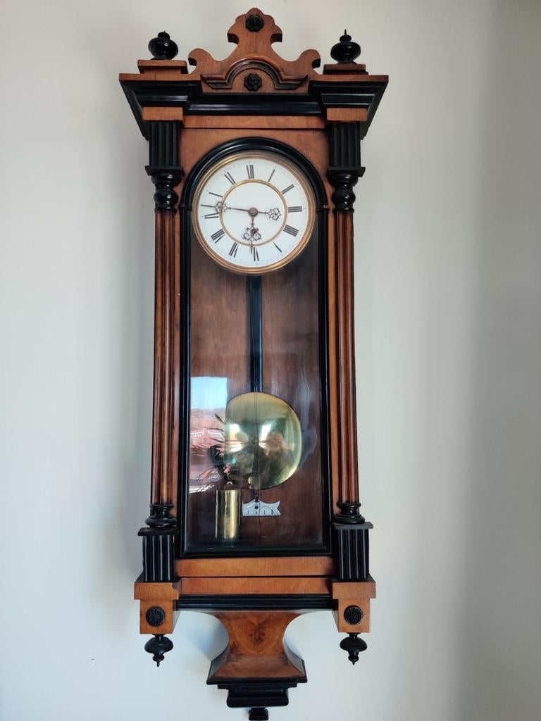 Gustav Becker Duits-Weense regulateur wandklok walnootfineer, Antiek en Kunst, Ophalen