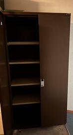 Metalen kast met planken - Bruin 100bx195hx45d, Huis en Inrichting, Kasten | Kledingkasten, Ophalen, Gebruikt, 50 tot 100 cm, Metaal