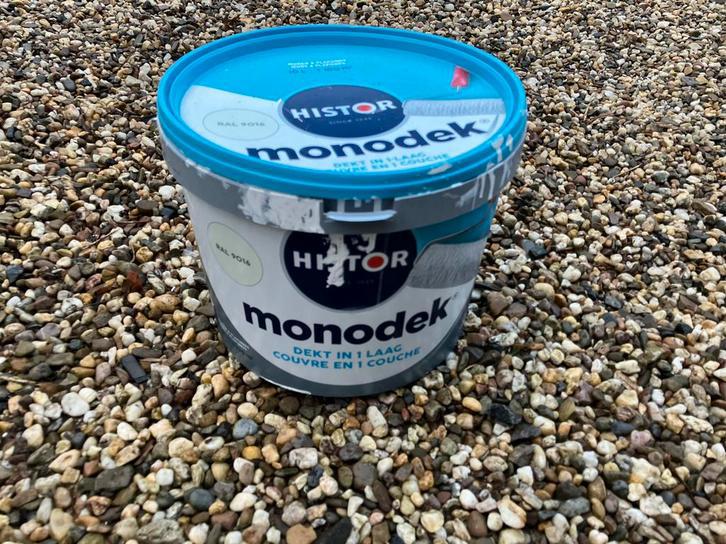 Histor monodek nog bijna 5 liter muurverf wit RAL 9016, Ophalen, Zo goed als nieuw, Wit, Verf