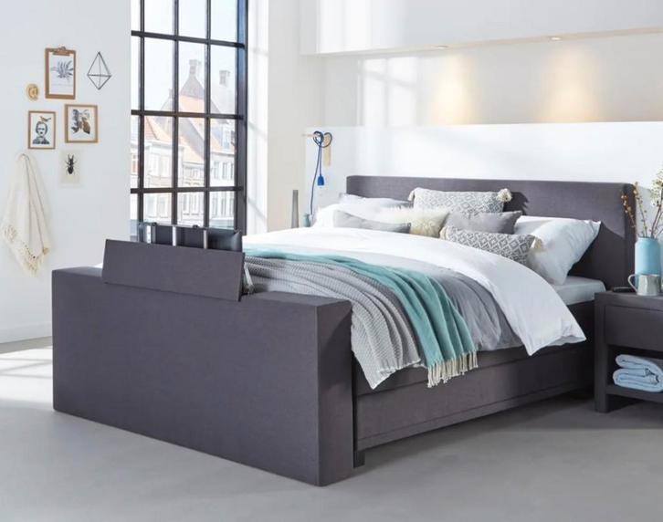 Swiss Sense Elek. Boxsping 180 x 200 Antraciet met TV box, Huis en Inrichting, Slaapkamer | Bedden, Zo goed als nieuw, Tweepersoons