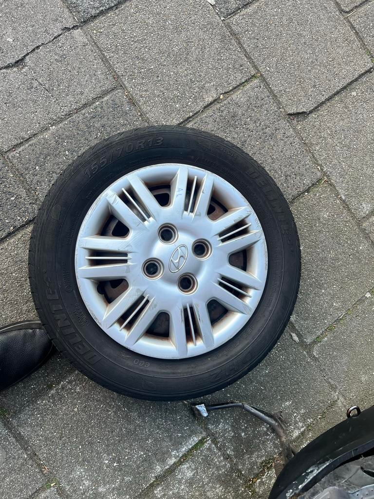 Set van 4 gebruikte 155/70R13 banden en velgen, Ophalen of Verzenden, Gebruikt