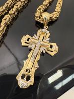 Prachtige 14 karaats koningsketting met kruis hanger, Sieraden, Tassen en Uiterlijk, Kettingen, Ophalen of Verzenden, Goud