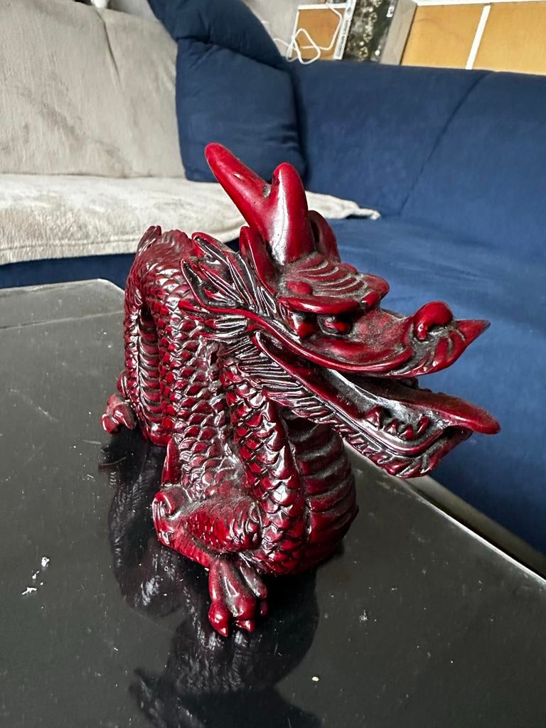 Rode Draak Beeldje - Decoratie, Ophalen, Zo goed als nieuw