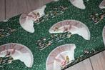 Rol vintage 100% katoen stof - groen winter vogels #4598, Ophalen of Verzenden, 30 tot 120 cm, Katoen, Groen
