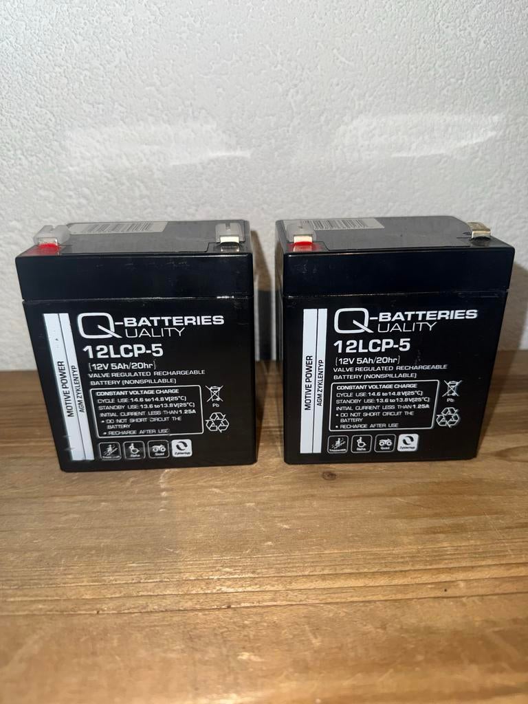 2x Q-Batteries 12V 5Ah accu's (12LCP-5), Ophalen of Verzenden, Nieuw, Universele onderdelen