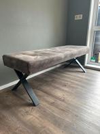 Groene Eetkamerbank met Stalen X-poten - 140x45x46cm, Huis en Inrichting, Ophalen, Gebruikt, Overige kleuren, Metaal