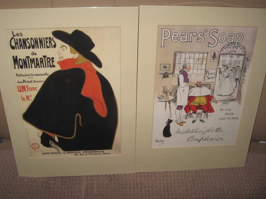2X Poster in lijst romantisch afbeelding Phil May, T Lautrec, Minder dan 50 cm, Nieuw, Ophalen of Verzenden, Foto of Poster