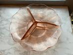 Vintage brocante antiek glas roze grote schaal schotel boho, Ophalen of Verzenden