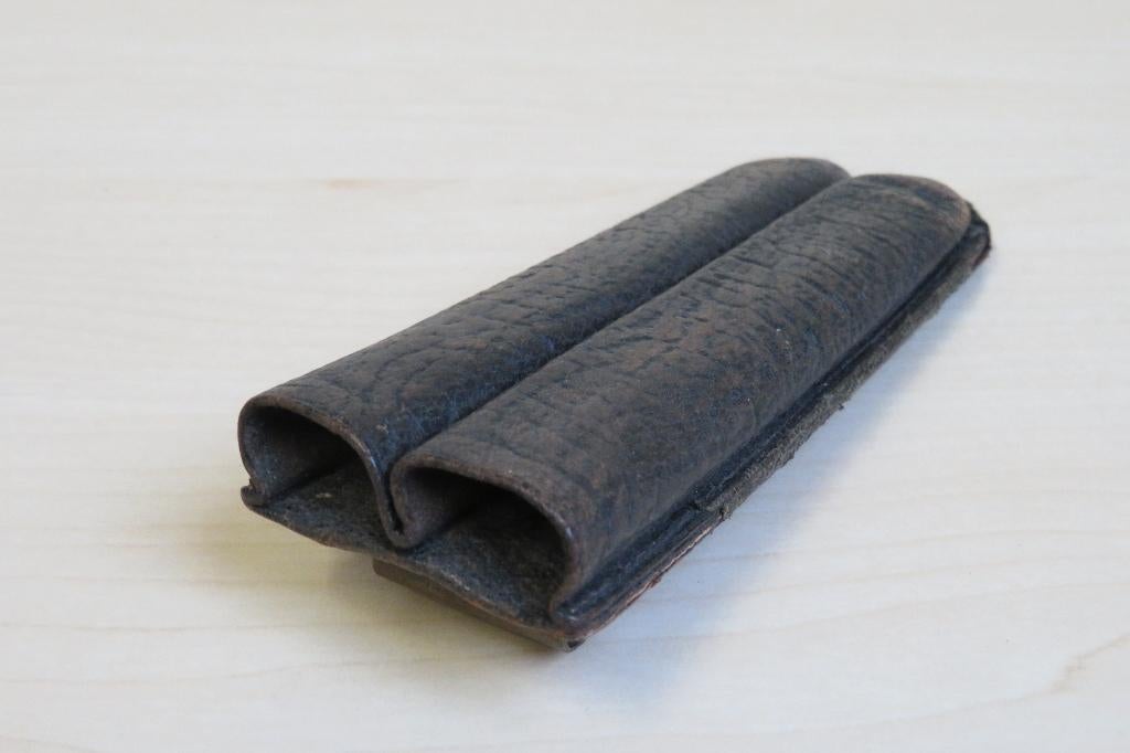 Vintage leren vulpenhouder met messing klem, Ophalen of Verzenden, Overige typen