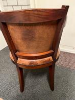 4 eetkamerstoelen opknappers - Leer en Hout, Ophalen, Gebruikt, Bruin, Vier