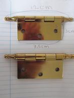 2 Koperen Sierlijke Scharnieren, nieuw, Doe-het-zelf en Verbouw, Hang- en Sluitwerk, Ophalen of Verzenden, Nieuw, Koper of Messing