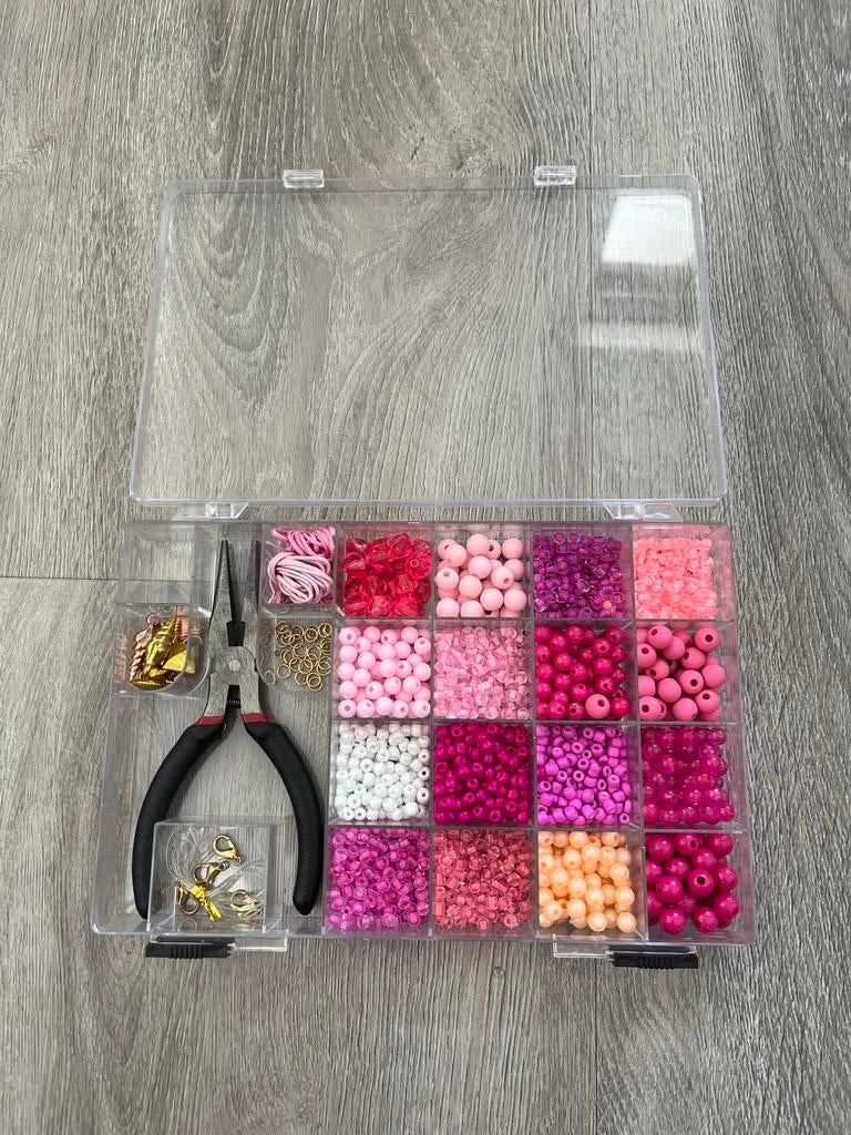 Kralenset roze tinten met tang en benodigdheden, Ophalen of Verzenden, Zo goed als nieuw, Kraal