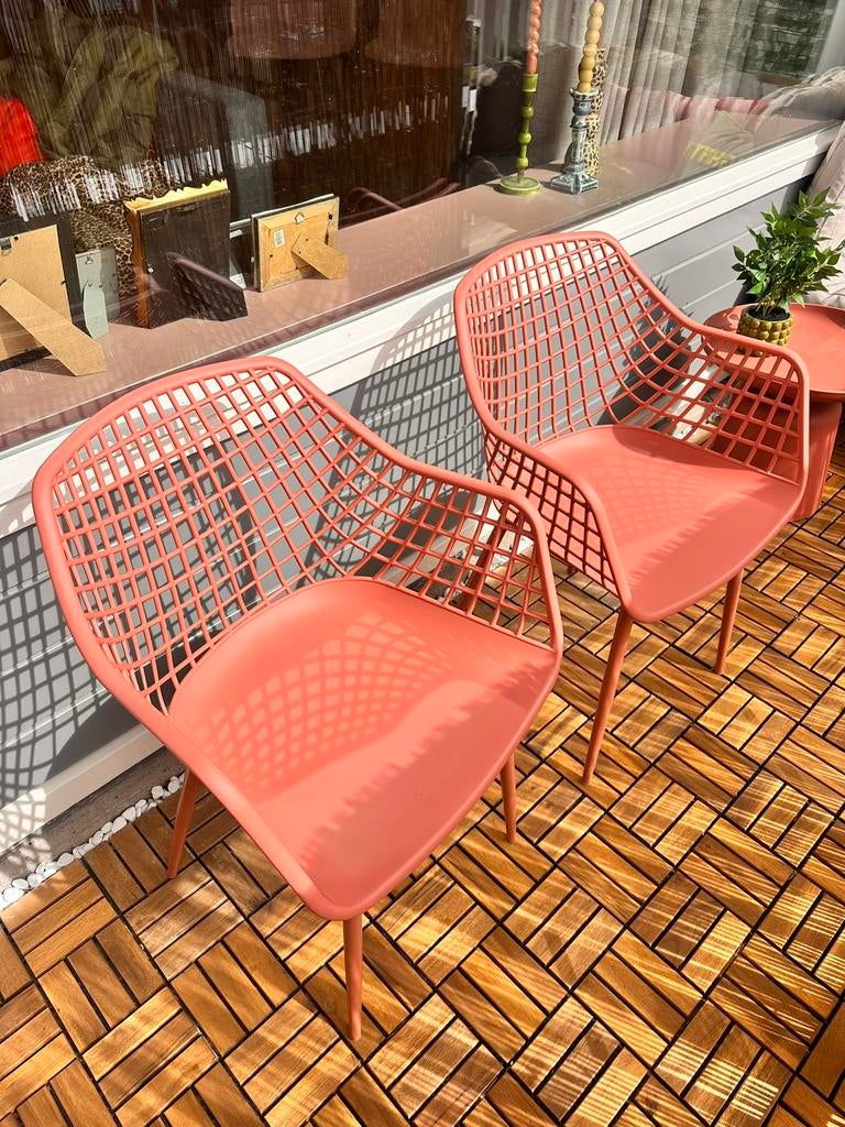 2 webbing kwantum tuinstoelen koraal, Tuin en Terras, Ophalen of Verzenden, Nieuw