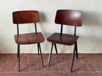 Schoolstoelen retro vintage origineel, Ophalen, Gebruikt, Bruin, Vier