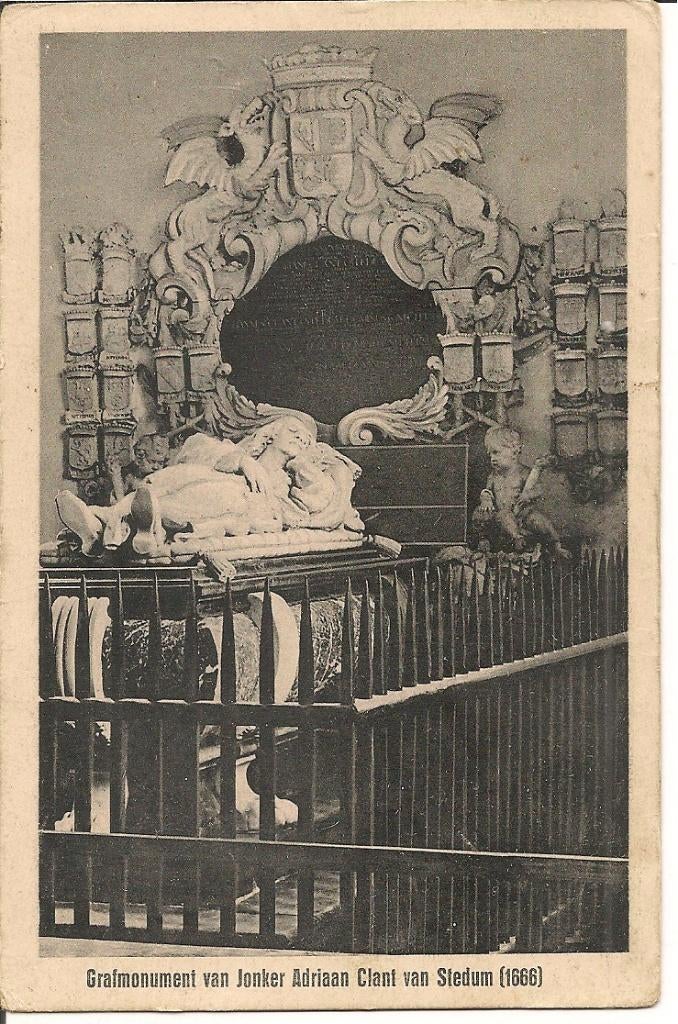 Grafmonument van Jonker Adriaan van Stedum 1666, Verzamelen, Ansichtkaarten | Nederland, Ophalen of Verzenden, 1940 tot 1960, Ongelopen