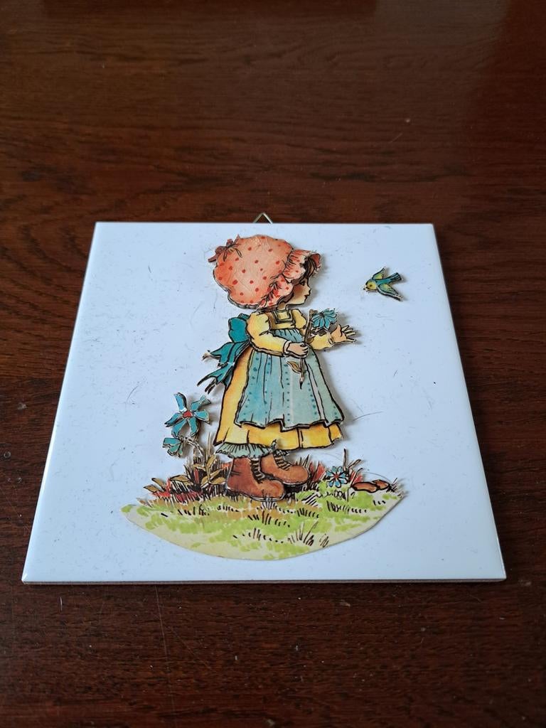 Vintage Holly Hobbie tegel met 3D-effect, Antiek en Kunst, Ophalen of Verzenden