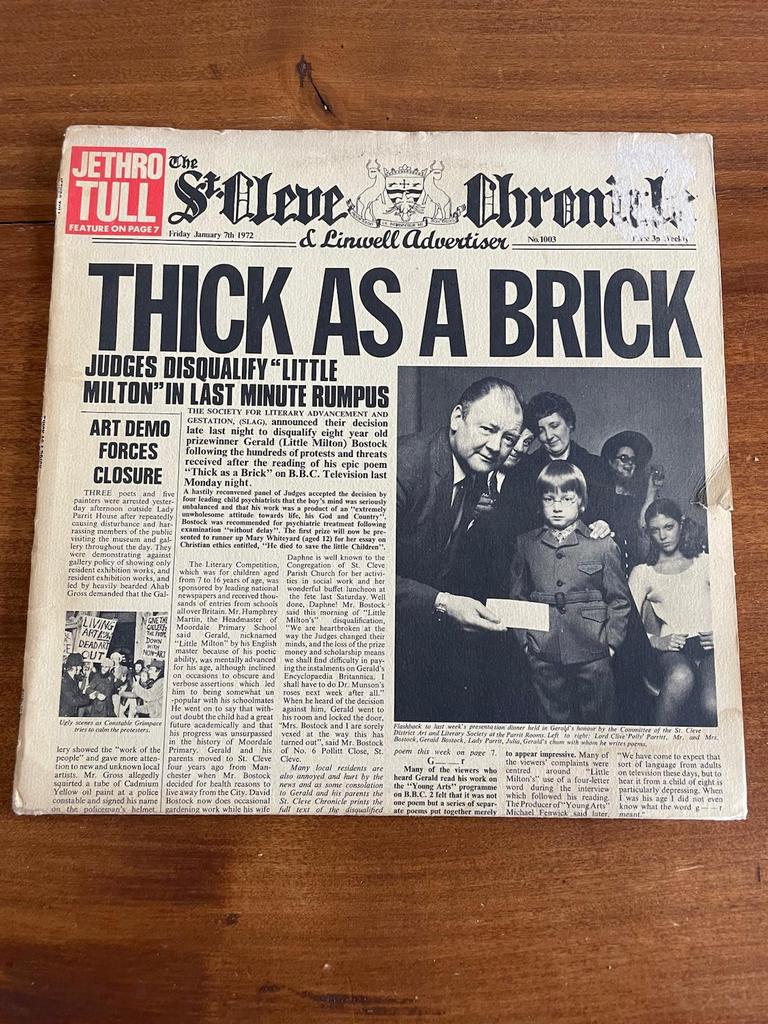 Jethro Tull - Thick as a brick Newspaper Uk Press Lp, Ophalen of Verzenden, Gebruikt, 12 inch, Progressive