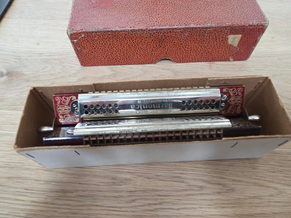 Vintage Tremolo Harmonica met doosje, Ophalen of Verzenden, Gebruikt