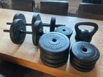 Fitness gewichten set: dumbbells, halterschijven en kettlebe, Ophalen, Gebruikt, Armen, Dumbbell