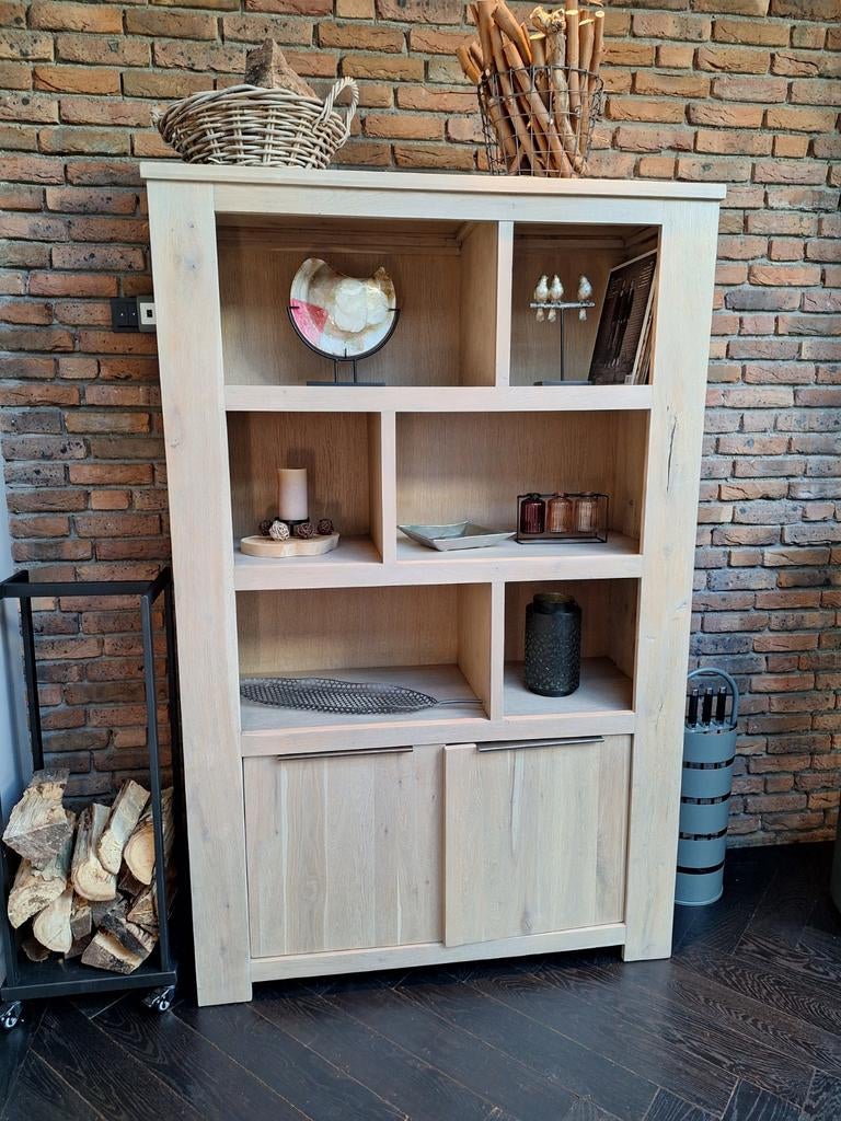 In.house Oltano Boekenkast Eiken Geborsteld Pearl modern, Ophalen, Met deur(en), 100 tot 150 cm, Eikenhout