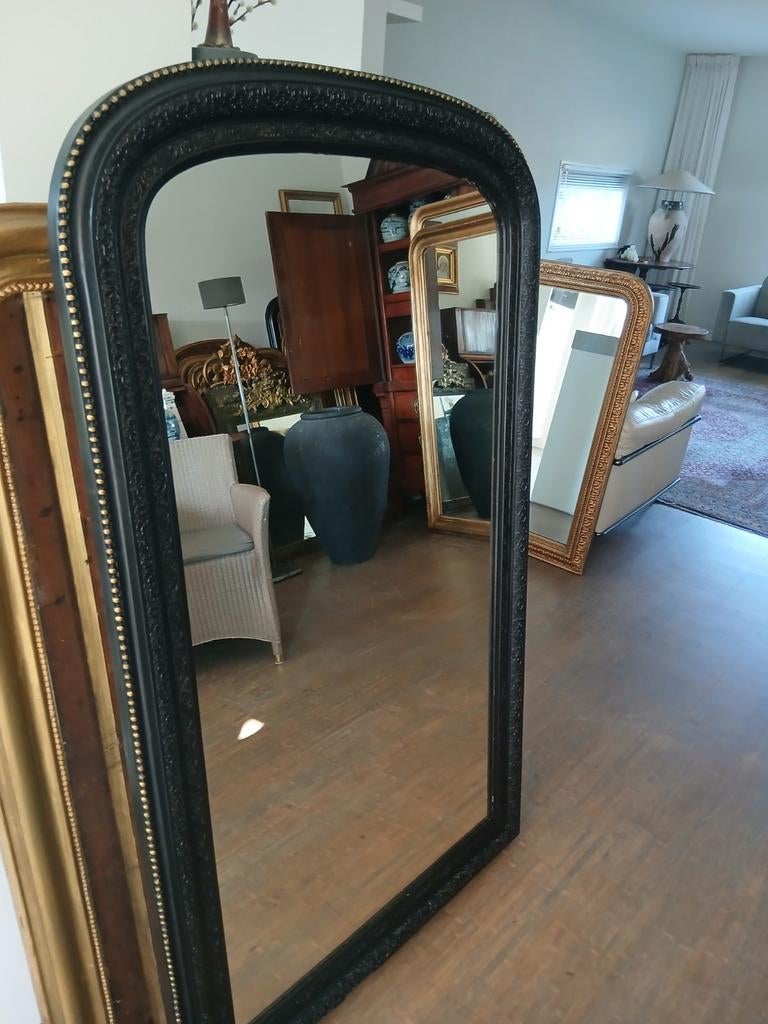 Stijlvolle Grote Antieke Franse Spiegel, Antiek en Kunst, Ophalen, Rechthoekig