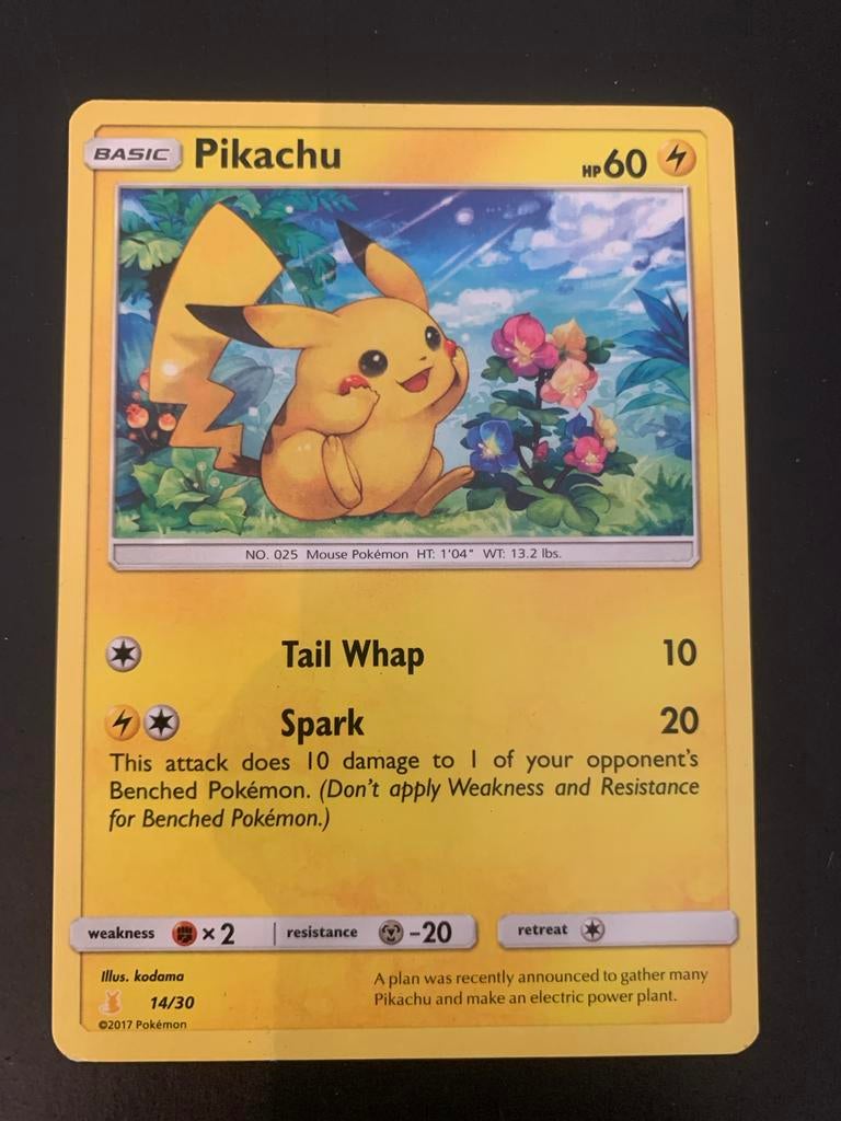 Pikachu Pokémon Kaart - Basic HP60 - 2017, Ophalen of Verzenden, Gebruikt, Losse kaart