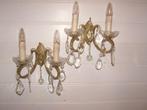 Franse zilver vernikkelde wandlampen met glasbol onder, Ophalen, Gebruikt