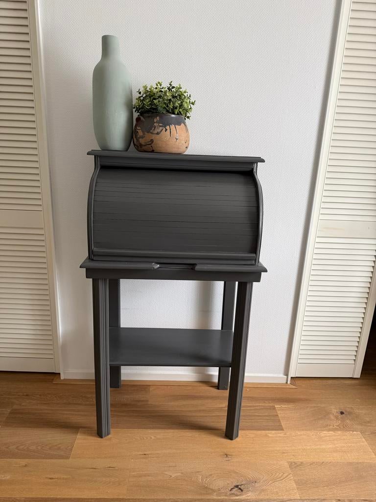 Compact grijs mini bureau met rolluik en lades, Huis en Inrichting, Bureaus, Ophalen, 39 cm, Secretaire, 66 cm