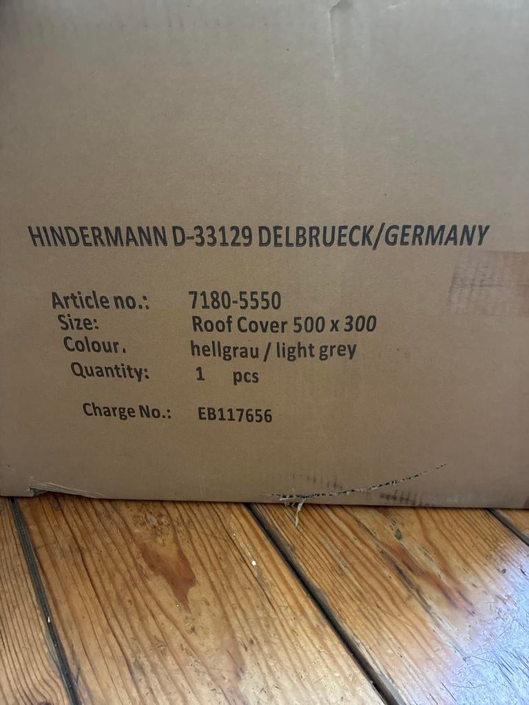 Hindermann Caravan Dakhoes 500x300cm Lichtgrijs, Ophalen, Nieuw
