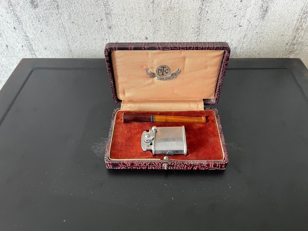 Vintage Colibri aansteker set – Brit. Pat. 321323–Swiss Made, Verzamelen, Ophalen of Verzenden, Zo goed als nieuw, Aansteker