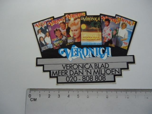 sticker oud Veronica tv radio de zwart deejay dj retro, Verzenden, Zo goed als nieuw, Film, Tv of Omroep