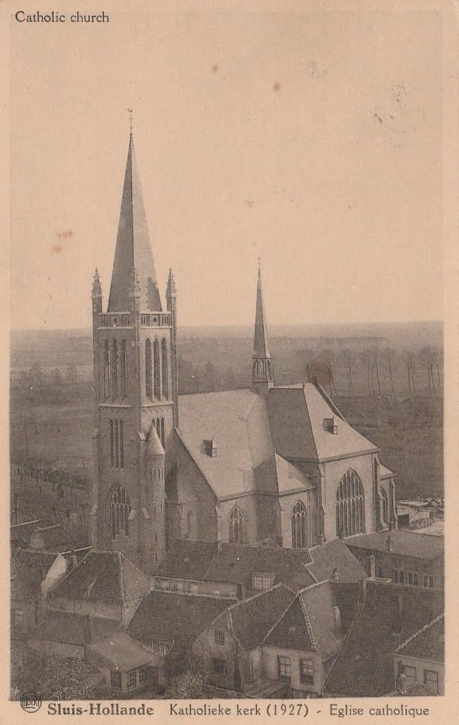 SLUIS Katholieke Kerk, Verzenden, 1940 tot 1960, Gelopen, Zeeland