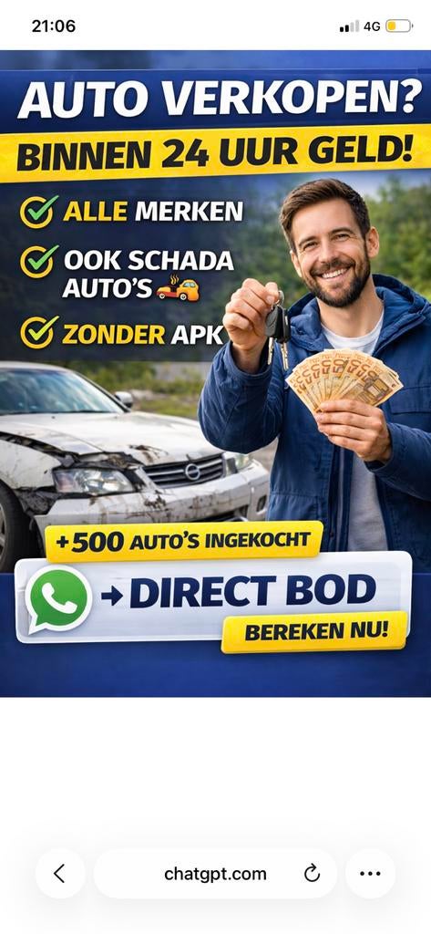 AUTO INKOOP - alle soorten autos gevraagd - ook met schade, Ophalen of Verzenden