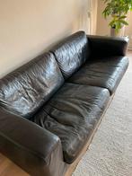 Zwarte leren bank Machalke 2,5 zit, Ophalen, Gebruikt, Driepersoons, Rechte bank