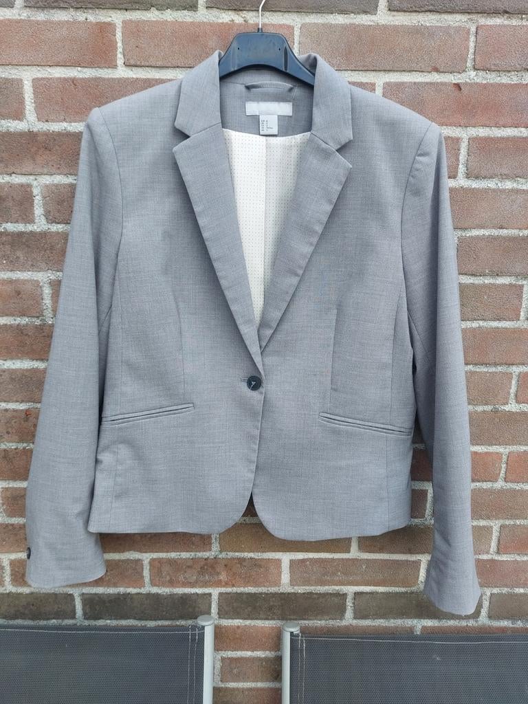 Grijs jasje blazer colbert H&M maat 42/XL, Ophalen of Verzenden, Zo goed als nieuw, Maat 42/44 (L), Grijs