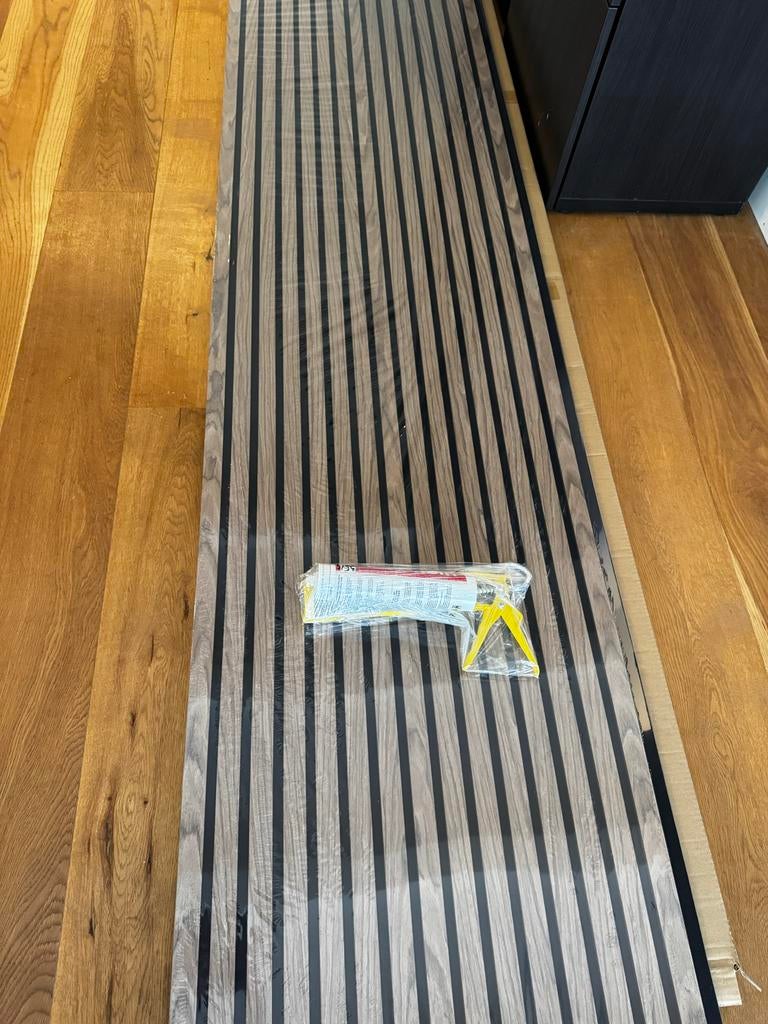 2x akoestische houtpanelen 60x240 cm Walnoot/Eiken – NIEUW, Huis en Inrichting, Hout, Nieuw, Bruin, Wandbord of Wandpaneel