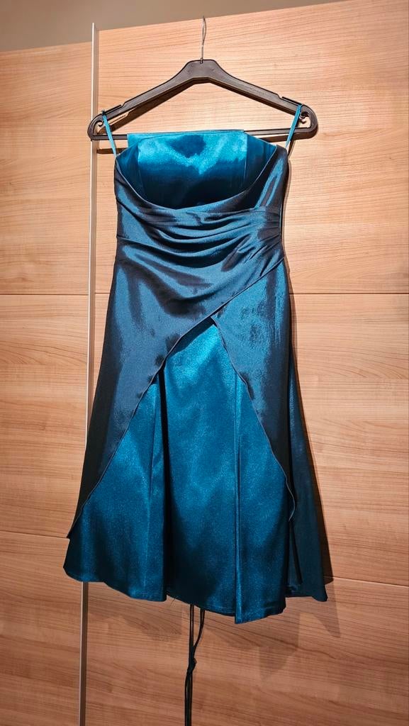 Blauwe Juju & Christine Gala Cocktailjurk vetersluiting rug, Galajurk, Blauw, Ophalen of Verzenden, Zo goed als nieuw