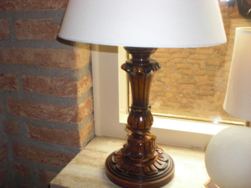 tafellamp met houten voet, Ophalen, Zo goed als nieuw, Hout, Minder dan 50 cm